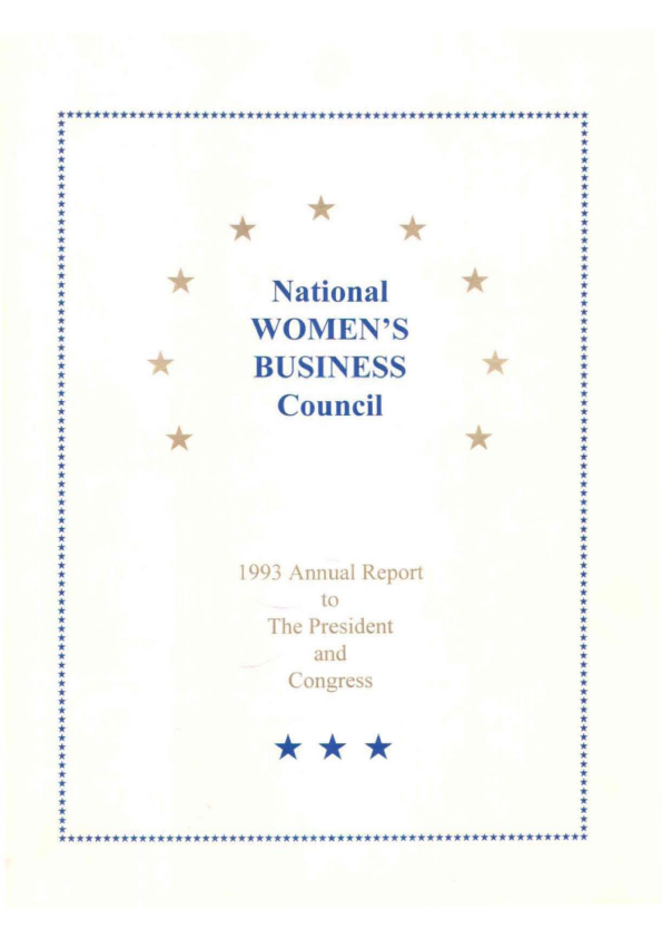 The cover of the national women's business council annual report 1993.