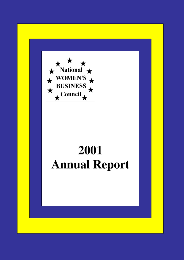 The cover of the national women's business council annual report 2001.