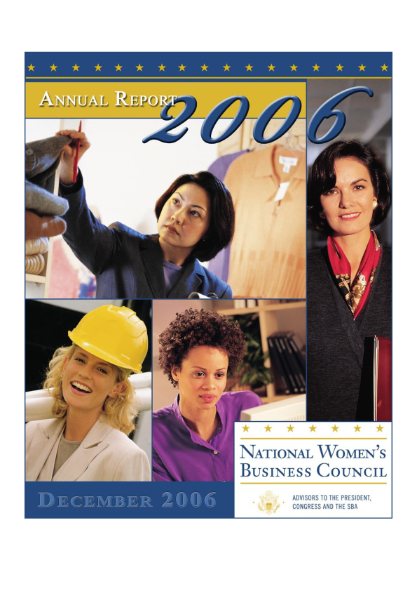 The cover of 2006 annual report with a collage of women working in different fields.